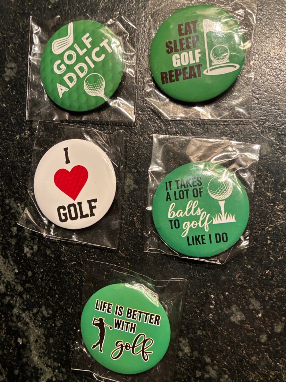 Golf-Themed Pin-Back Button Lot - Picture 4 of 8
